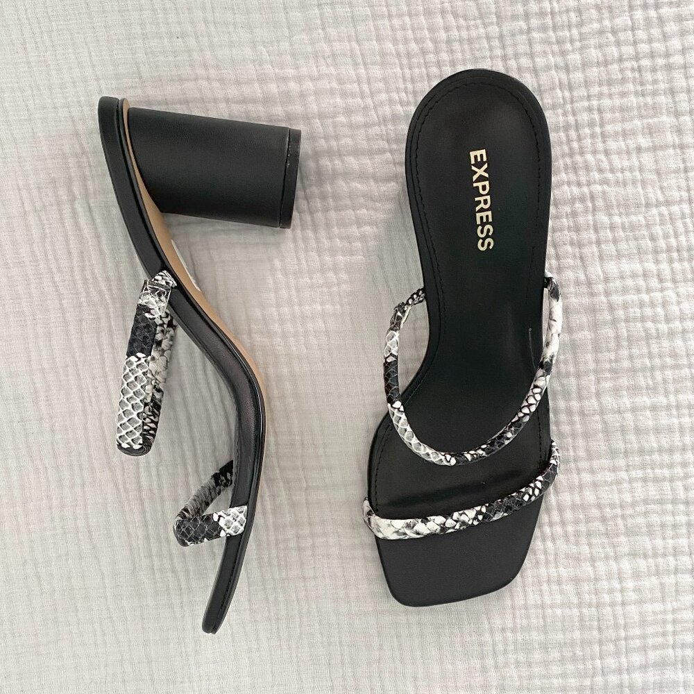 Express Two Strap Snakeskin Heels Sz. 7